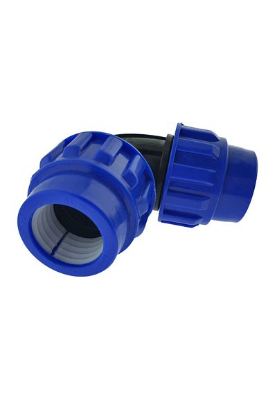OEM Hydraulic connection elbow PEHD 32mm 90 Degree, double nut, pressure 16 bar, drinking water, irrigation