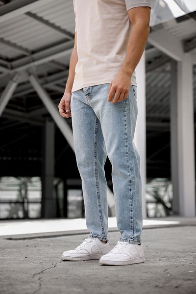 Newtime Men's Boyfriend Light Blue Snow Wash 100% Koton Relaxed Fit Jeans