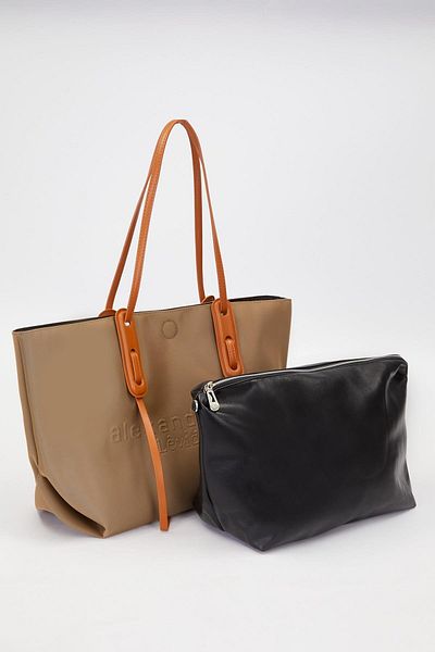 Levidor Premium Text Printed Large Shoulder Bag Camel