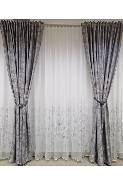 Perdelenoi by Igni Comex Sand Grey Drapes, Set of 2 pieces