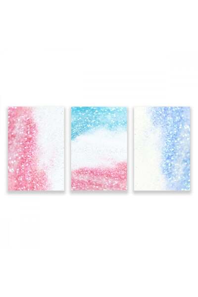 SND ثلاث لوحات قماشية مودرن بتصميم رسم تجريدي مع برواز خشبي مخفي