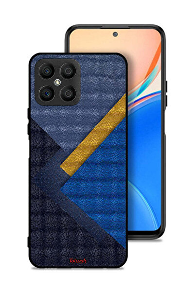 Tolwak غطاء حماية لهاتف Honor X8 4G بنقشة مثلثات جلدية