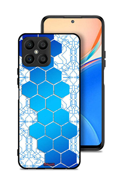 Tolwak غطاء حماية لهاتف Honor X8 4G بنمط شبكة أيقونات سداسية الشكل