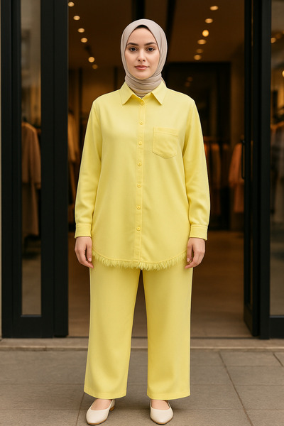 Esra Premium Kalite Bol Paça Pantolonlu Takım