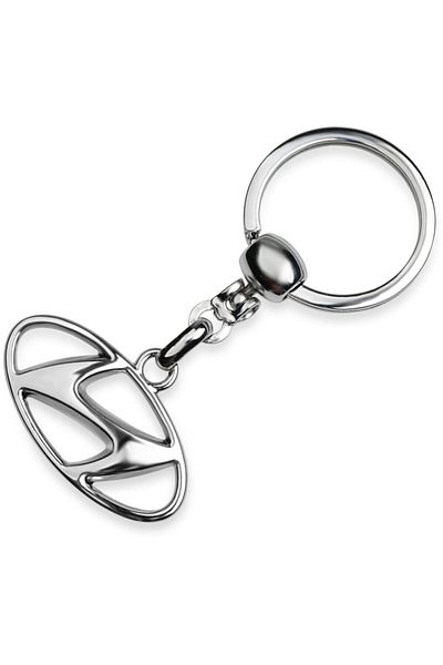 Store Chrome Plated Metal Car Keychain with Hyundai Logo