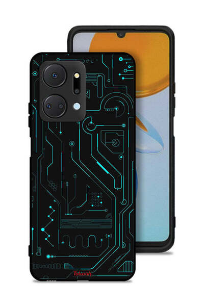 Tolwak غطاء حماية لهاتف Honor X7a - دوائر فنية رقمية - شاشة متعددة