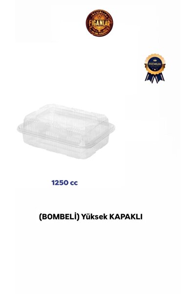 figanlar ambalaj Bombeli High Lid Leak Proof Plastic Container 1250Cc 100 Pieces