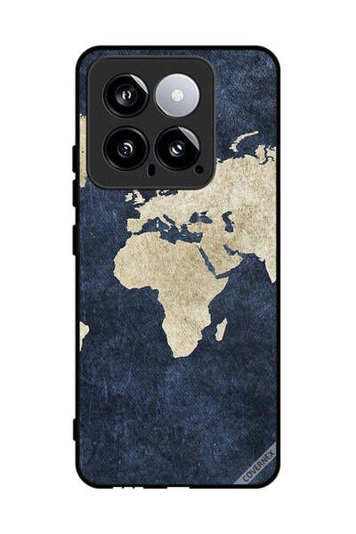 Covernex Protective Case Cover For Xiaomi 14 Map On Jeans Pattern