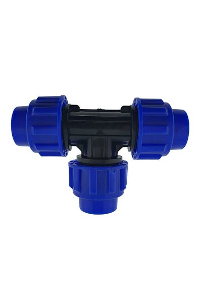 OEM Hydraulic compression tee PEHD 20mm, PN16, 3 x nut, for MDPE/PE water pipes