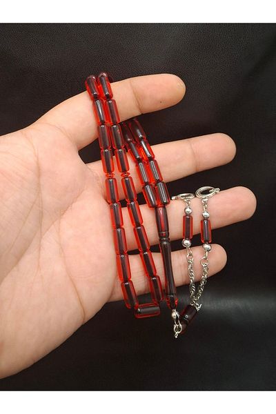 Han Ticarethane Inside Black Red Color Cut Cut Powder Amber Prayer Beads