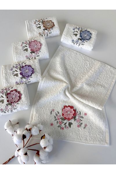 sarra Mysoft 6-Pack 30X50 3D Embroidered Towel - Violet