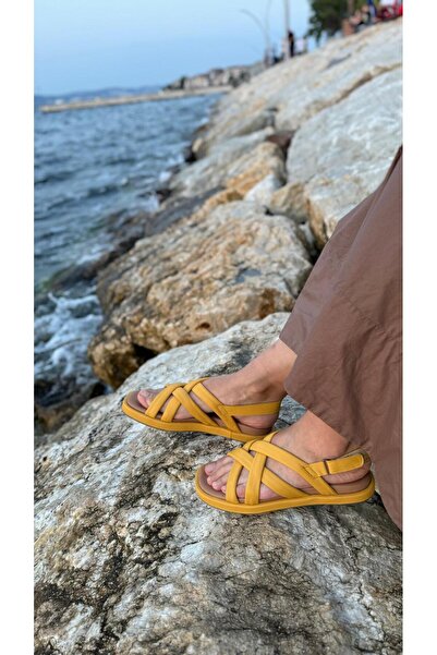 BABLACK Cross Strap Women's Sandals Yellow