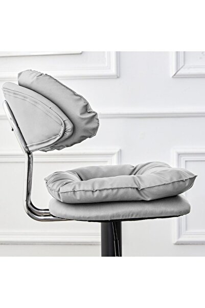 Quasar & Co. Set of 2 bar stools, swivel, height adjustable, suitable for the kitchen, metal/eco-leather, gray