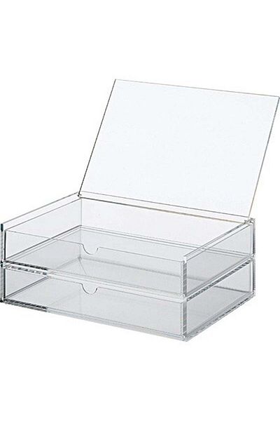 Muji 2 Rows Acrylic Case with Lid, W 25.5 x D 17 x H 9.5 cm, L