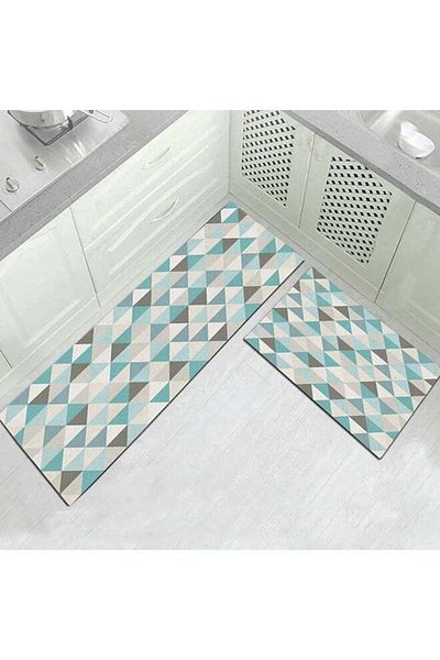 COOYA Geometric Pattern Kitchen Floor Mat Multicolour 50X160centimeter