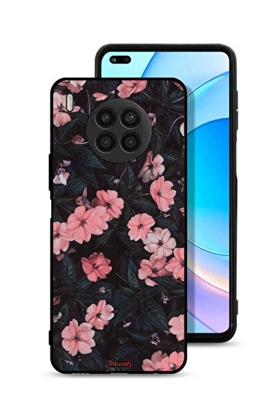 Tolwak غطاء حماية لهاتف Honor 50 Lite - لون الخوخ والورود الصغيرة