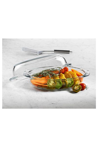 Paşabahçe Pasabahce Borcam Oval Pot with Lid 2250 Cc, Everyday