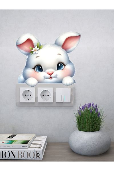 aiki Rabbit Looking through the Window Pattern, Decoration, Sticker, 9X8Cm