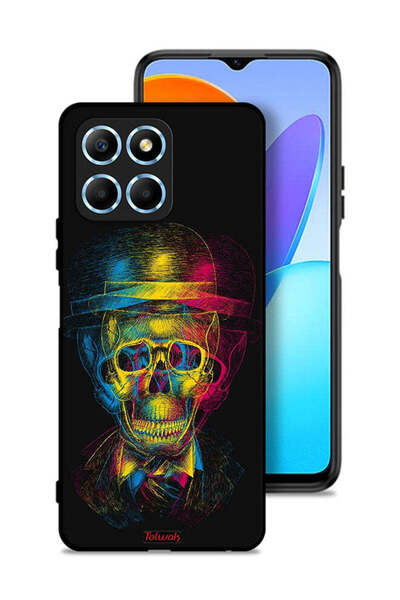 Tolwak غطاء حماية لهاتف Honor X6 - جمجمة وقبعة ملونة - فن خيالي