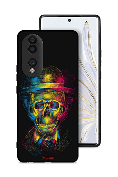 Tolwak غطاء حماية لهاتف Honor 70 بتصميم جمجمة وقبعة ملونة وفن خيالي
