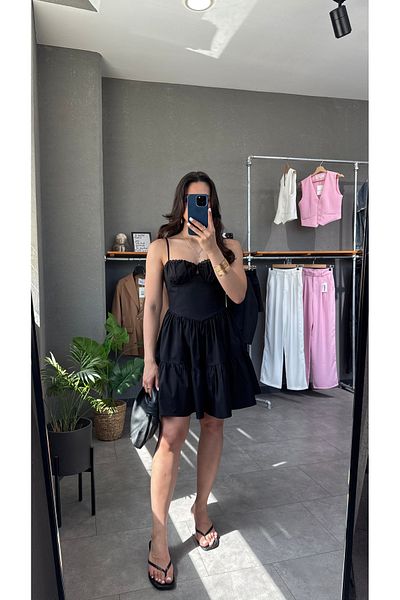 YOUR NAME Heart Collar Strap Mini Dress