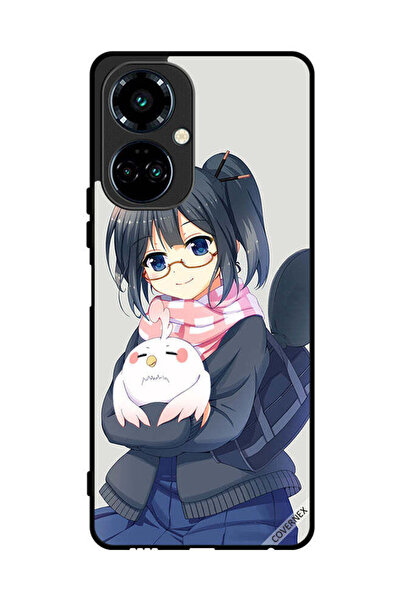 Covernex غطاء حماية لهاتف تكنو كامون 19 برو، رسم فتاة تحمل حيوانًا أليفًا