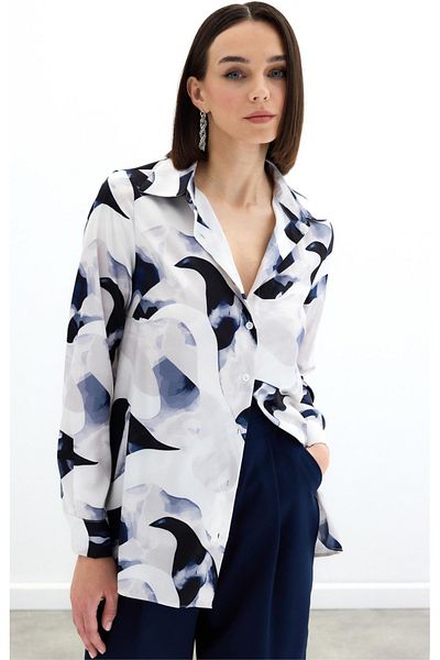 Sateen Cămașă cu model - bleumarin