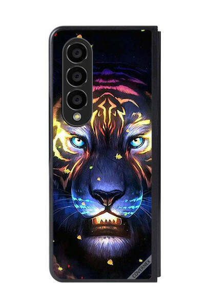 Covernex غطاء حماية لهاتف سامسونج جالاكسي زد فولد 4 بمشبك فني على شكل أسد