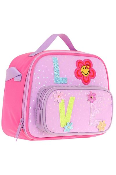 KAUKKO Kids Girl's Thermal Insulated Two Compartment Lunch Box (Silvery Love Printed) L7211