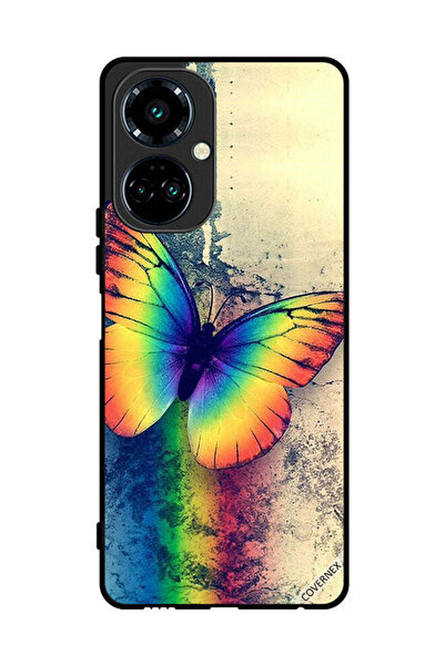 Covernex غطاء حماية لهاتف تكنو كامون 19 برو بتصميم فراشة قوس قزح عتيقة