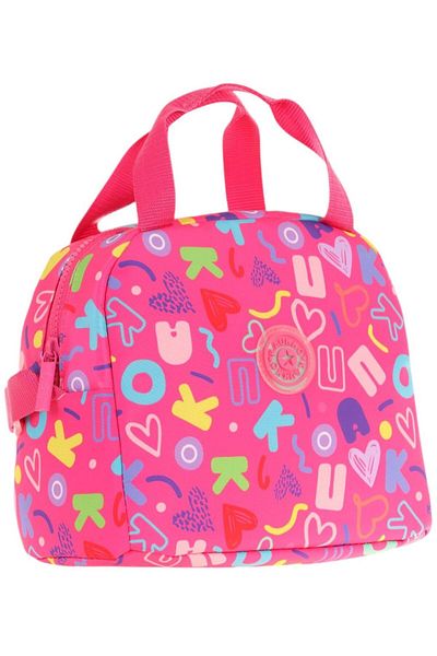 KAUKKO Pink Heart and Kaukko Printed Lunchbox for Girls (Thermal Insulated) (K9058)