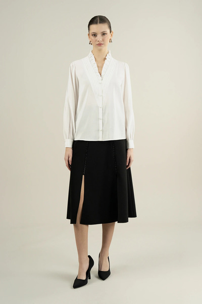 IDYL Ruffle Blouse with Collar Detail