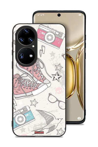 Tolwak غطاء حماية لهاتف هواوي P50 Pro بتصميم حذاء قماشي وفن الكاميرا