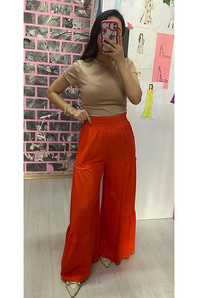 EGELİMODA Bürümcük Elastic Wide Leg Pocket Trousers