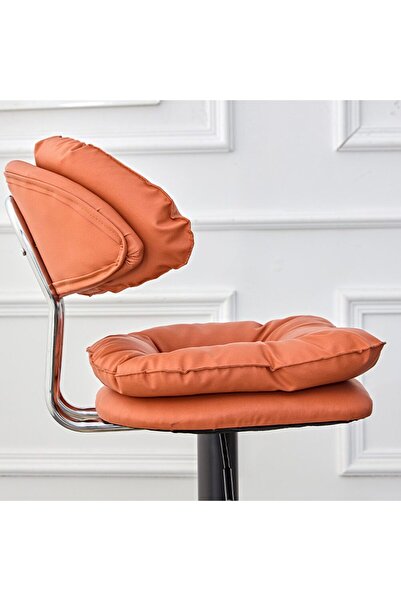 Quasar & Co. Set of 2 bar stools, swivel, height-adjustable, kitchen-ready, metal/leather, orange