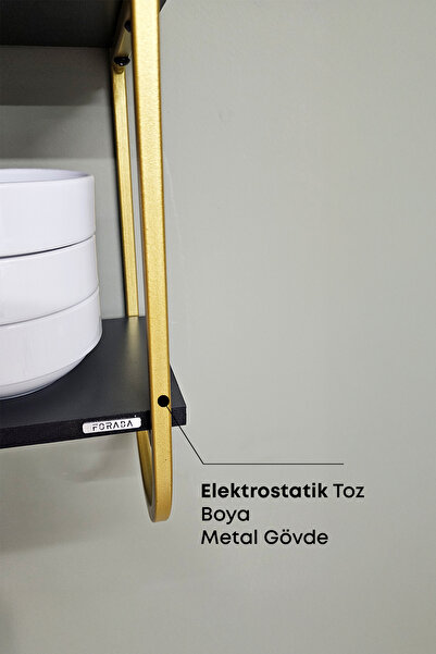 Forada Home & Style Dekoratif Metal Duvar Rafı (4 Raflı)