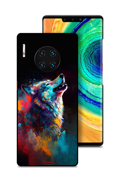 Tolwak غطاء حماية لهاتف هواوي ميت 30 إي برو 5G، رسمة ذئب ملونة