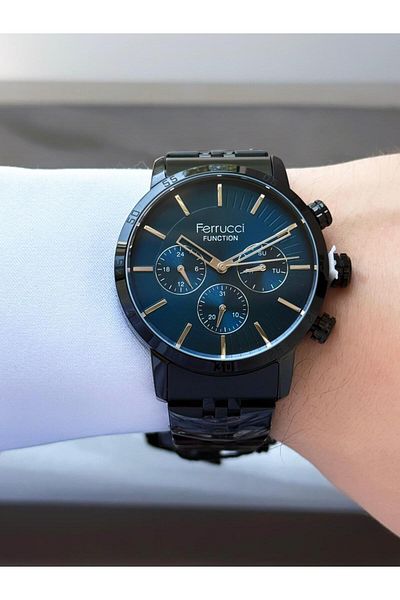Ferrucci Men's Navy Blue Color Metal Cord Wrist Watch