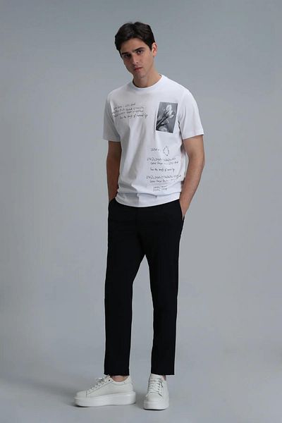 Lufian Fred Modern Graphic Patterned White T-Shirt