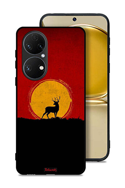 Tolwak غطاء حماية لهاتف Huawei P50E بتصميم غزال وقمر