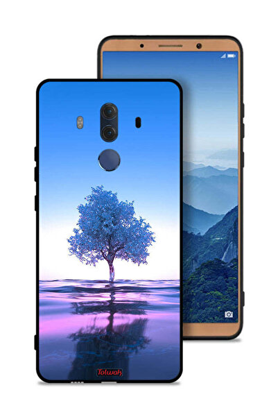 Tolwak غطاء حماية لهاتف هواوي ميت 10 برو بتصميم شجرة نيون وانعكاس مائي - فن رقمي