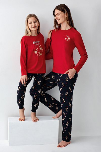 Arnetta Girl's Red Long Sleeve Pajama Set