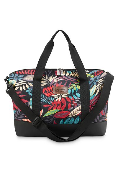 zagatto Geantă de mână pentru femei, neagră cu flori, 40x30x16 cm, omologată pentru zbor, ZG822
