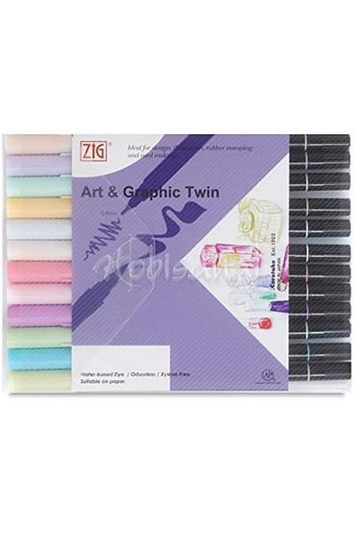 Mena Rise Diyar-IfırsatShop Art and Graphic Twin Marker Set, Pastel Colors, 12 Pieces 1017157
