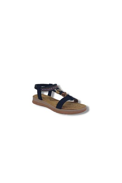 Zerhan İzlife 383K266 Women's Black Elastic Stone Buckle Sandals Shoes