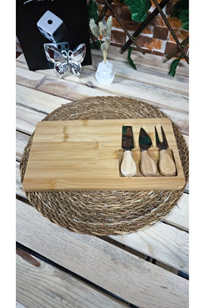 SOSYETE HOME41 BAMBU 3 BIÇAKLI PEYNİR TAHTASI VE SUNUM TABAĞI
