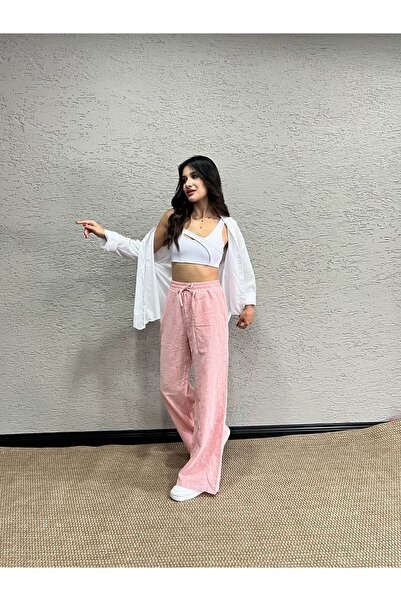 Miss Prova Waist Tie Detailed Linen Trousers Misspnt2669