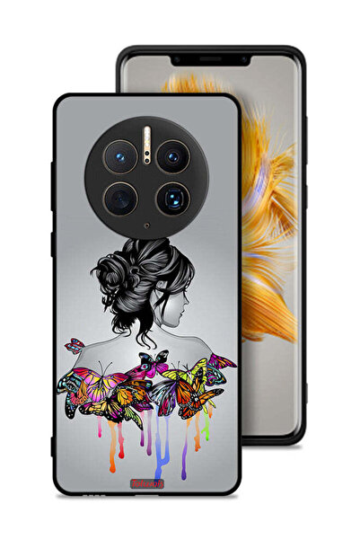 Tolwak غطاء حماية لهاتف هواوي ميت 50 برو، تصميم فراشات وفتاة، فن تجريدي