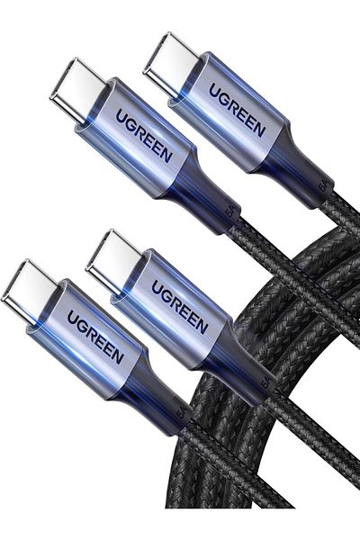 Ugreen USB C Cable(2Pack 2M), 60W Nylon-Braided Cord USB-C to Type C 2.0 Cable Fast Charging