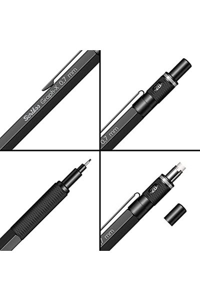 Mena Rise Şirinshop Office Graphx Mechanical Pencil Matte Black 0.7 mm 1108107